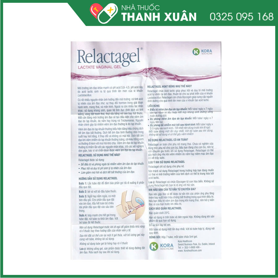 Relactagel hỗ trợ điều trị và ngăn ngừa viêm nhiễm, bổ sung lợi khuẩn âm đạo
